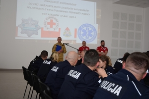 Policjanci podczas konkursu na auli Oddziału Prewencji Policji w Rzeszowie
