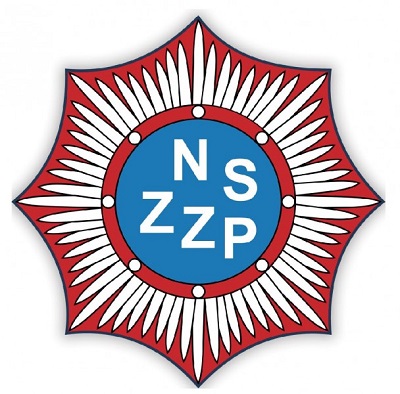 Logo Niezależnego Samorządnego Związku Zawodowego Policjantów. W środku znajdują się litery NSZZP