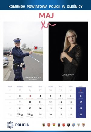 kartka z kalendarza na rok 2021 z policjantkami KPP Oleśnica