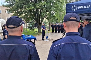 Uroczystości związane z wmurowaniem aktu erekcyjnego pod budowę Posterunku Policji w Domaniowie