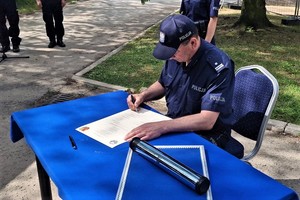 Uroczystości związane z wmurowaniem aktu erekcyjnego pod budowę Posterunku Policji w Domaniowie