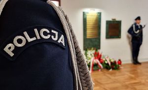 Złożenie wieńców i zniczy pod tablicami pamięci