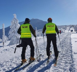 policjanci na nartach na szlaku