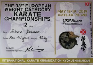 dyplom dla Mateusza Koczmary za II miejsce w mistrzostwach