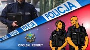 Zdjęcie promujące kolejny odcinek Opolskiego Rekruta przedstawiające grafikę policjanta z policjantką oraz dzielnicowego