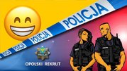 Logo Opolskiego Rekruta przedstawiające policjanta i policjantkę